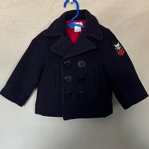 Ralph Lauren Black Kids Peacoat with Red Lining